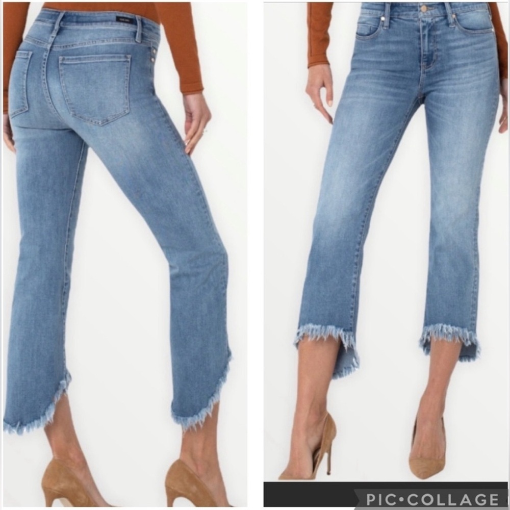 Liverpool Los Angeles Crop Flare La Playa Shark Bite Raw Hem Jeans 30/10 Petite